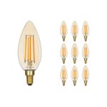 Multipack 10x Noxion Lucent LED E14 Candle Filament Amber 4.1W 350lm - 822 Extra Warm White | Dimmable - Replaces 40W