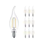 Multipack 10x Philips Corepro LED Candle E14 Bent-tip Filament Clear 2W 250lm - 827 Extra Warm White | Replaces 25W